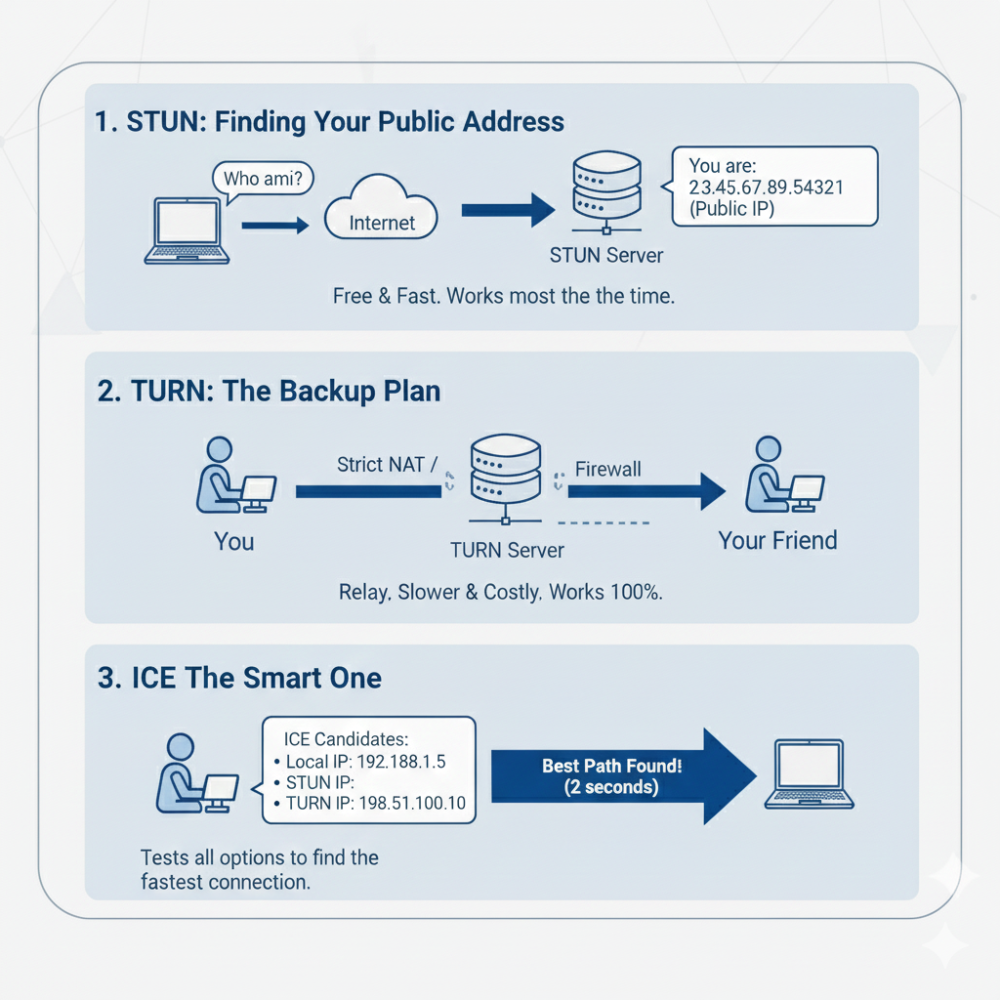 STUN, TURN, ICE Diagram